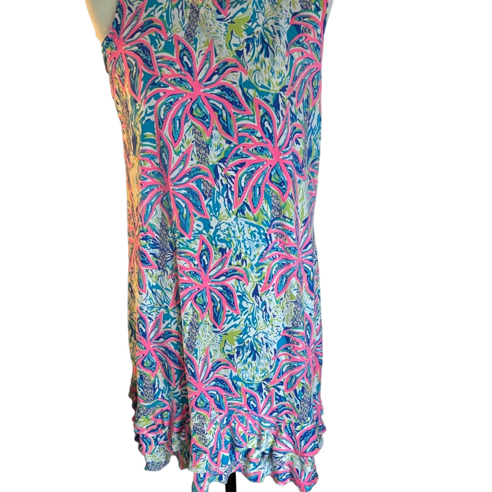Lulu-B Tropical Floral Dress in Pink and Blue